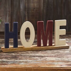 Farmhouse Americana Wood HOME Wooden Block Shelf Sitter Centerpiece Table